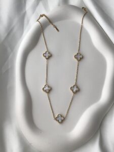 premium anti tarnish gold clover mother of pearl necklace